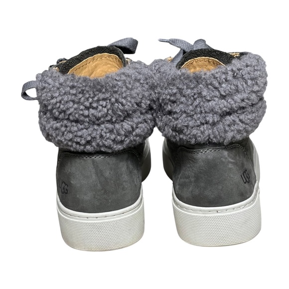 UGG Briena Mid Top Leather Sneaker Boots Shoes Zip Lace Up Gray Women's Size 7 - Picture 7 of 11
